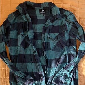 Plaid Button Down Shirt - Green and Black